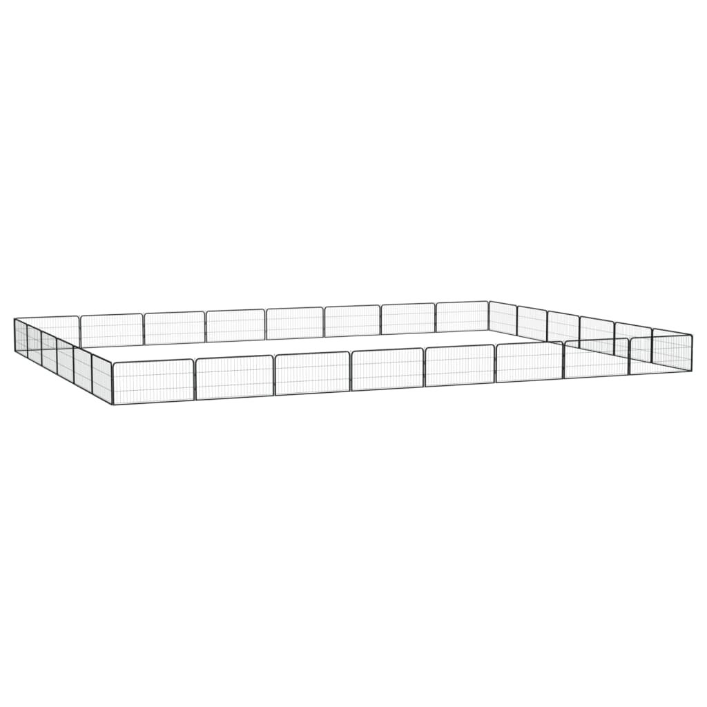 24-Tlg. Hundelaufstall Schwarz 100X50Cm Stahl Pulverbeschichtet