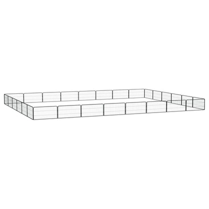 24-Tlg. Hundelaufstall Schwarz 100X50Cm Stahl Pulverbeschichtet