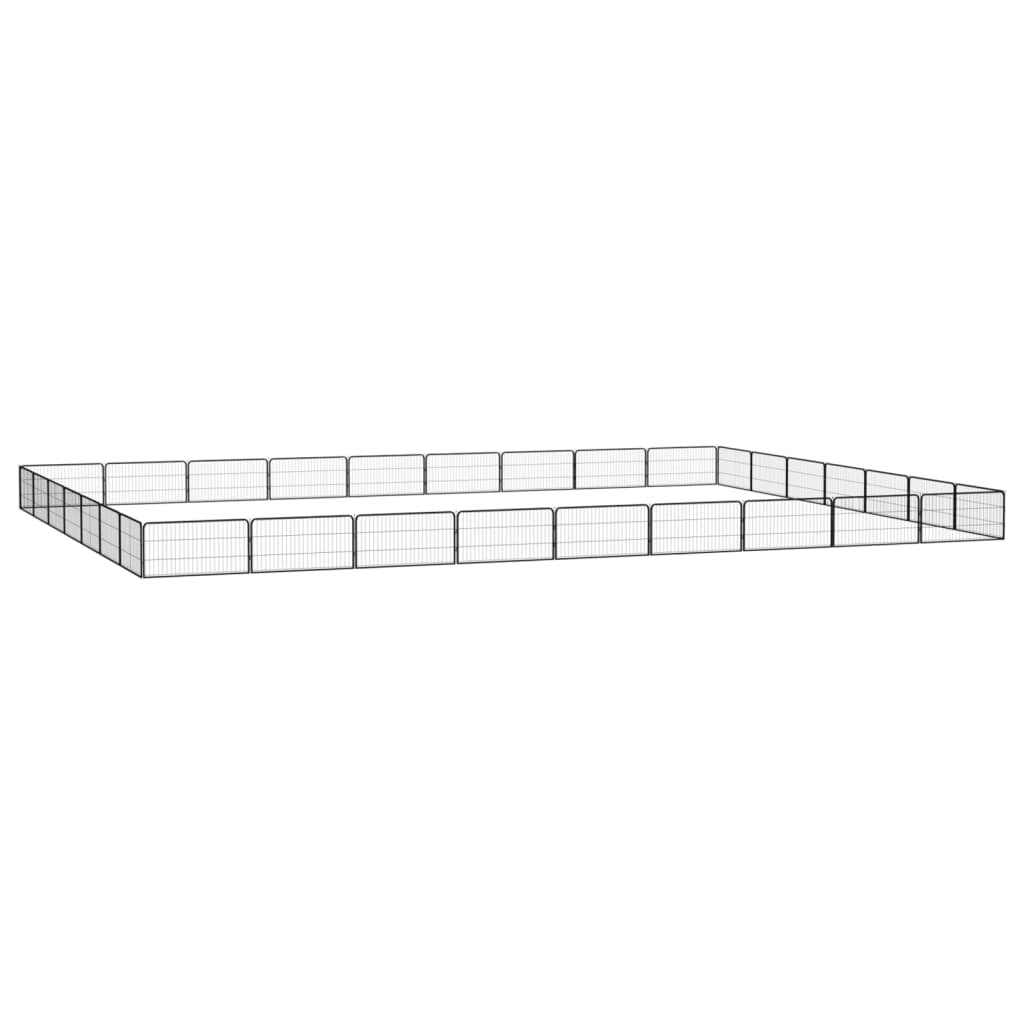 24-Tlg. Hundelaufstall Schwarz 100X50Cm Stahl Pulverbeschichtet