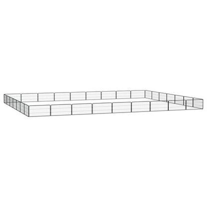 24-Tlg. Hundelaufstall Schwarz 100X50Cm Stahl Pulverbeschichtet
