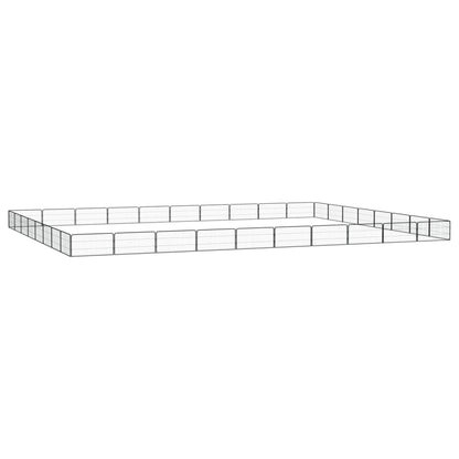 24-Tlg. Hundelaufstall Schwarz 100X50Cm Stahl Pulverbeschichtet