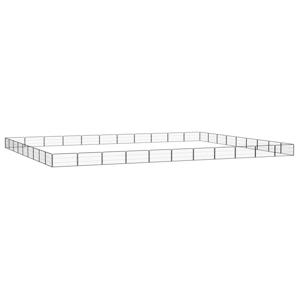 24-Tlg. Hundelaufstall Schwarz 100X50Cm Stahl Pulverbeschichtet