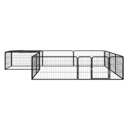 12-Tlg. Hundelaufstall Schwarz 100X50Cm Stahl Pulverbeschichtet