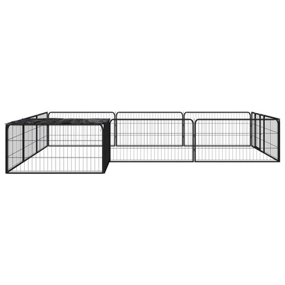 12-Tlg. Hundelaufstall Schwarz 100X50Cm Stahl Pulverbeschichtet