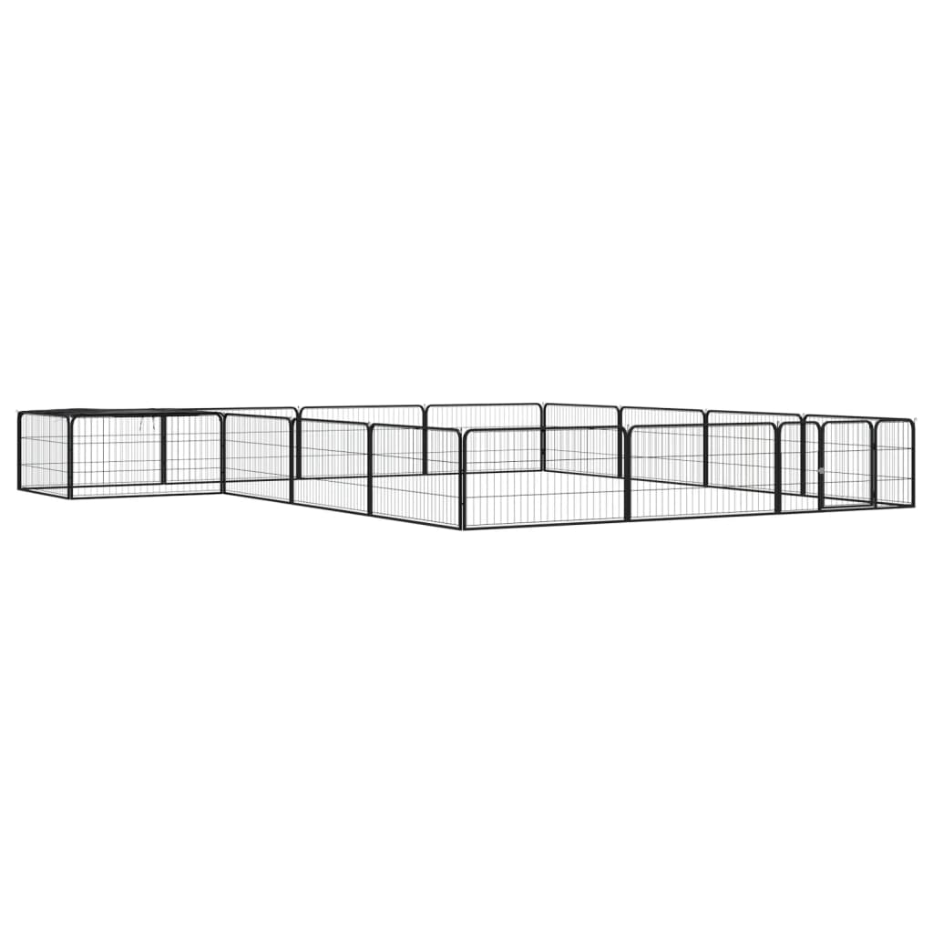 12-Tlg. Hundelaufstall Schwarz 100X50Cm Stahl Pulverbeschichtet