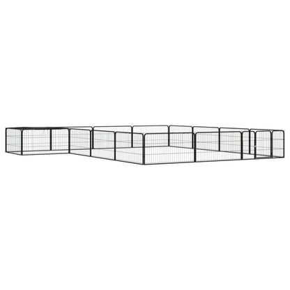 12-Tlg. Hundelaufstall Schwarz 100X50Cm Stahl Pulverbeschichtet