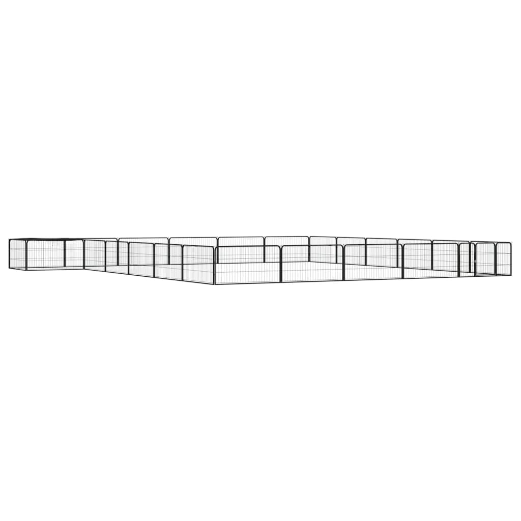 12-Tlg. Hundelaufstall Schwarz 100X50Cm Stahl Pulverbeschichtet