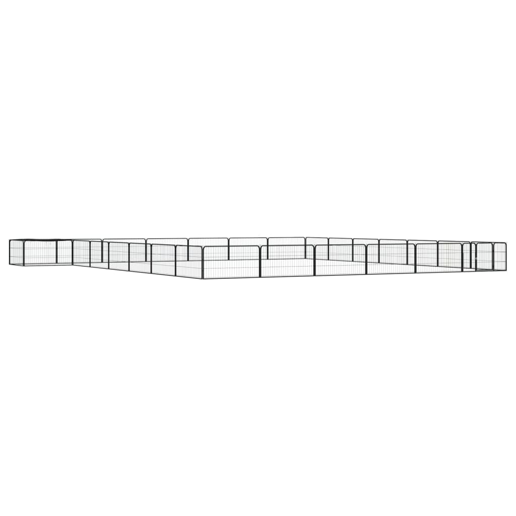 12-Tlg. Hundelaufstall Schwarz 100X50Cm Stahl Pulverbeschichtet