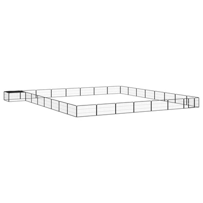 12-Tlg. Hundelaufstall Schwarz 100X50Cm Stahl Pulverbeschichtet