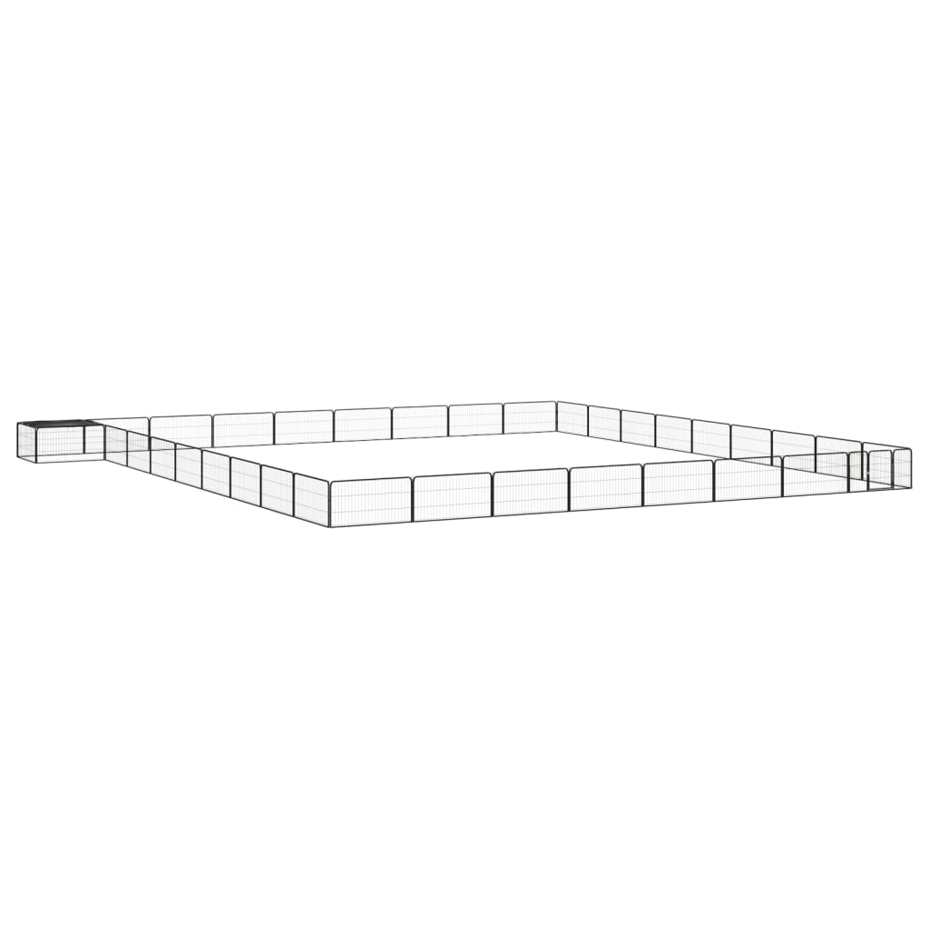 12-Tlg. Hundelaufstall Schwarz 100X50Cm Stahl Pulverbeschichtet