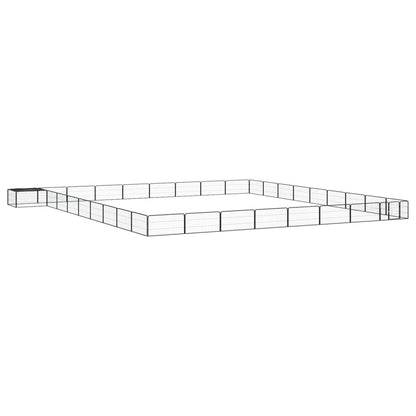 12-Tlg. Hundelaufstall Schwarz 100X50Cm Stahl Pulverbeschichtet