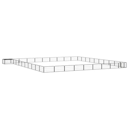 12-Tlg. Hundelaufstall Schwarz 100X50Cm Stahl Pulverbeschichtet