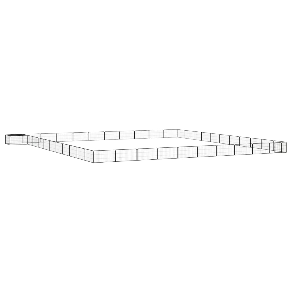 12-Tlg. Hundelaufstall Schwarz 100X50Cm Stahl Pulverbeschichtet