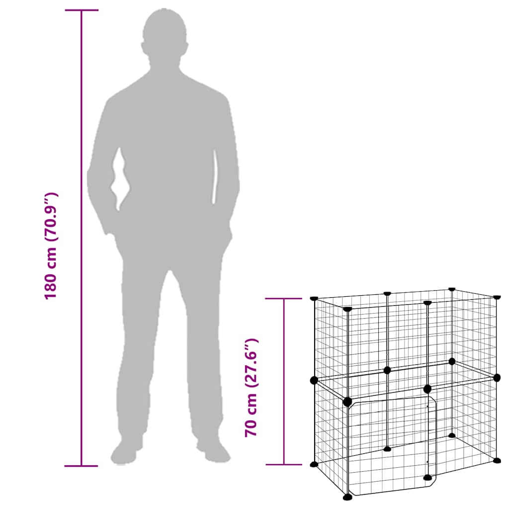 12-Tlg. Haustierkäfig Mit Tür Schwarz 35X35 Cm Stahl