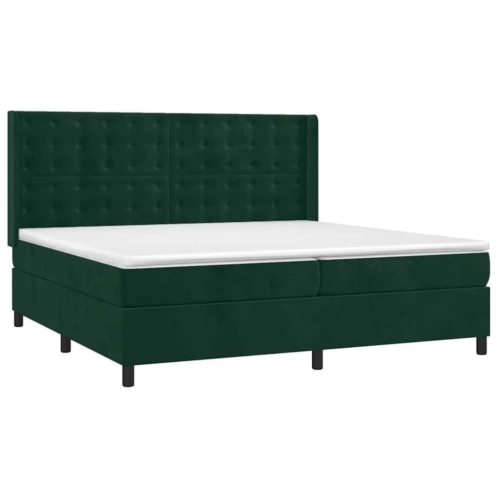 Boxspringbett Mit Matratze & Led Samt Dunkelgrün