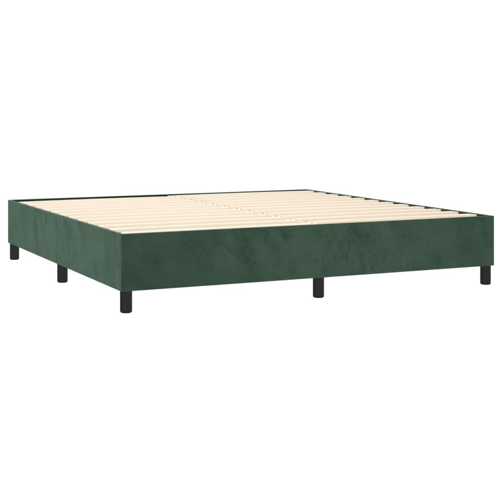 Boxspringbett Mit Matratze & Led Samt Dunkelgrün