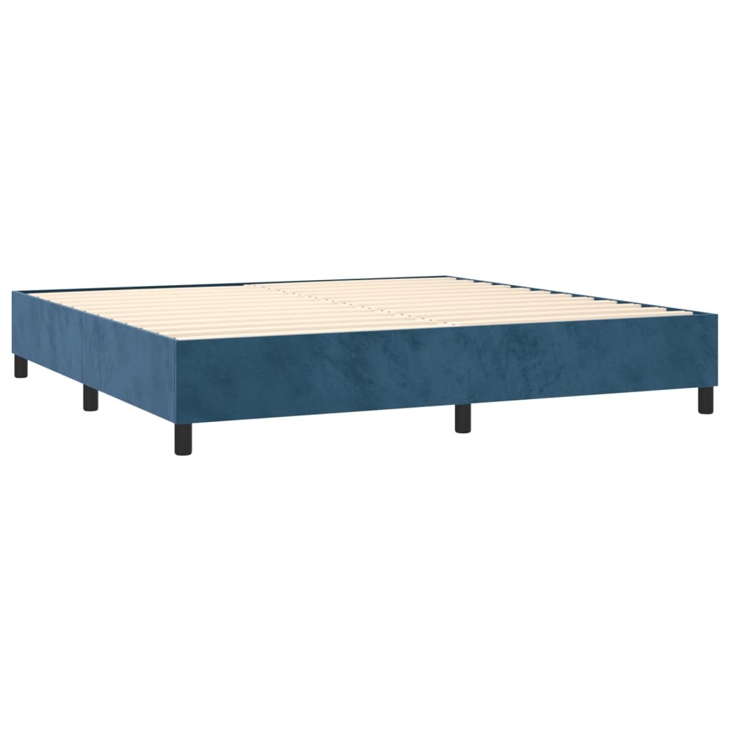 Boxspringbett Mit Matratze & Led Samt Dunkelblau