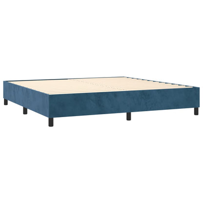 Boxspringbett Mit Matratze & Led Samt Dunkelblau