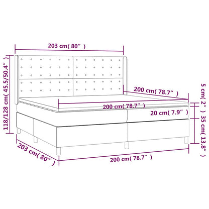 Boxspringbett Mit Matratze & Led Samt Dunkelblau