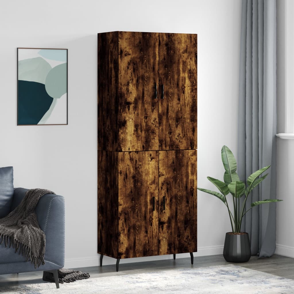 Highboard Braun Eichen-Optik 69,5X34X180 Cm Holzwerkstoff
