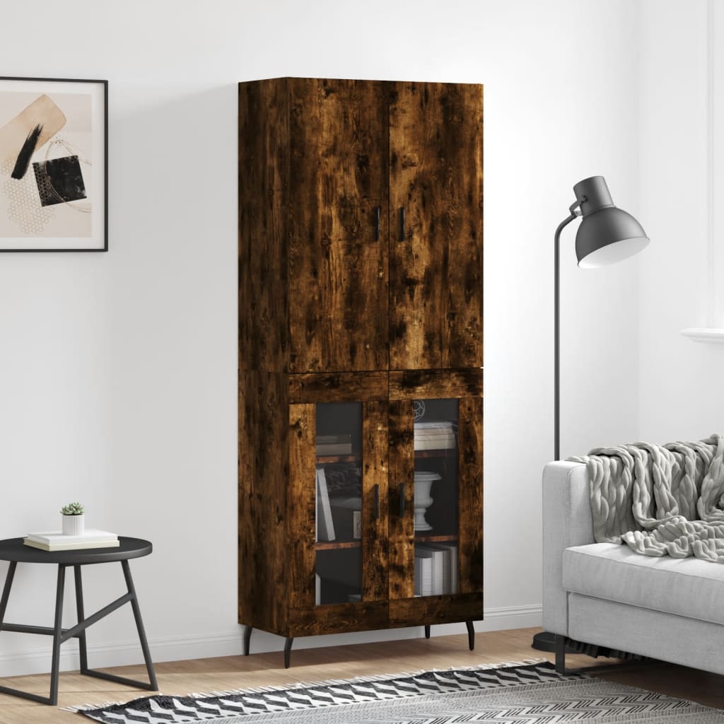 Highboard Braun Eichen-Optik 69,5X34X180 Cm Holzwerkstoff