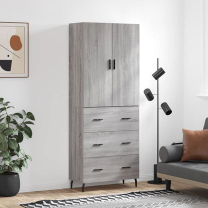 Highboard Braun Eichen-Optik 69,5X34X180 Cm Holzwerkstoff