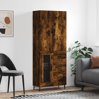 Highboard Braun Eichen-Optik 69,5X34X180 Cm Holzwerkstoff
