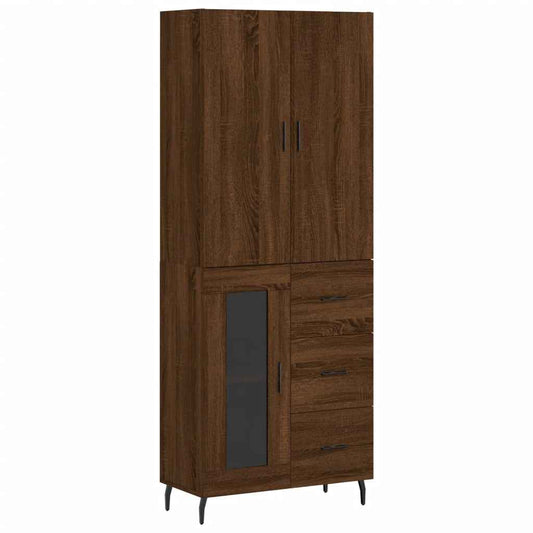 Highboard Braun Eichen-Optik 69,5X34X180 Cm Holzwerkstoff