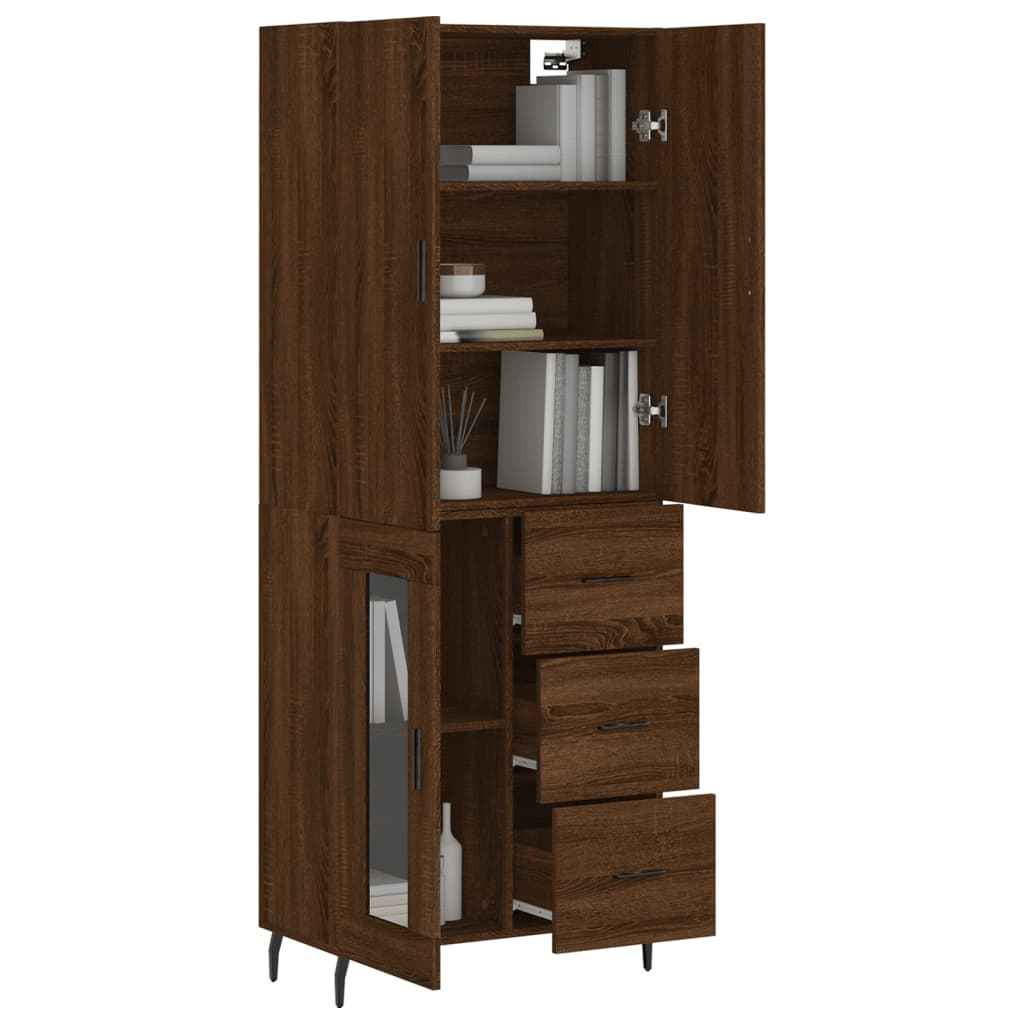 Highboard Braun Eichen-Optik 69,5X34X180 Cm Holzwerkstoff