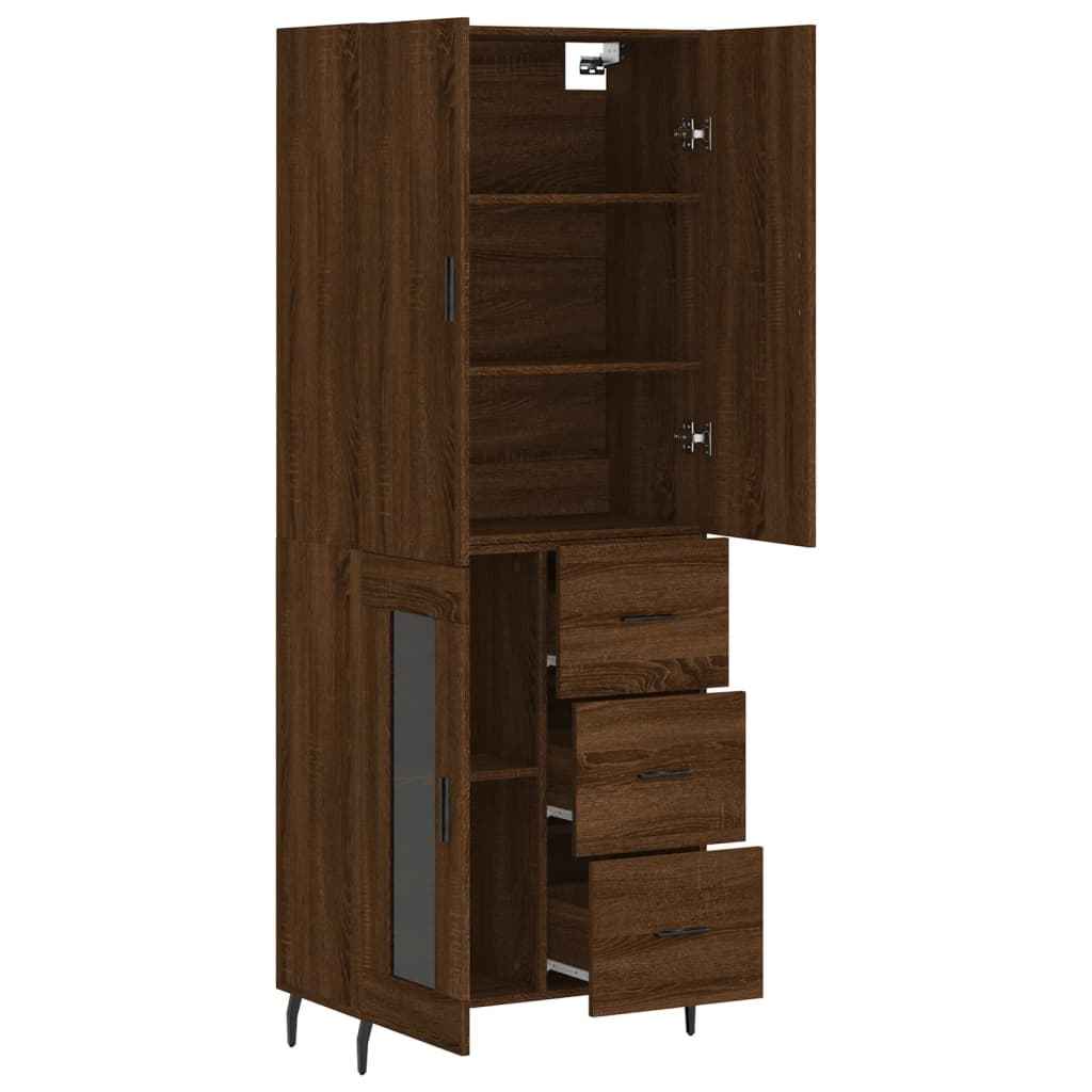 Highboard Braun Eichen-Optik 69,5X34X180 Cm Holzwerkstoff