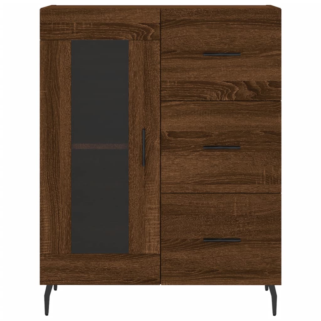 Highboard Braun Eichen-Optik 69,5X34X180 Cm Holzwerkstoff