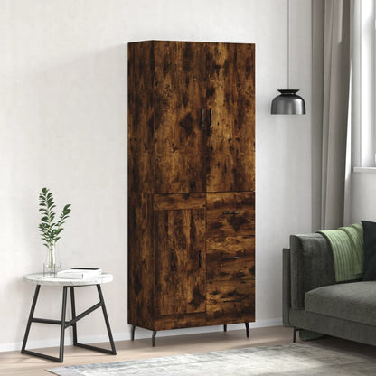 Highboard Braun Eichen-Optik 69,5X34X180 Cm Holzwerkstoff