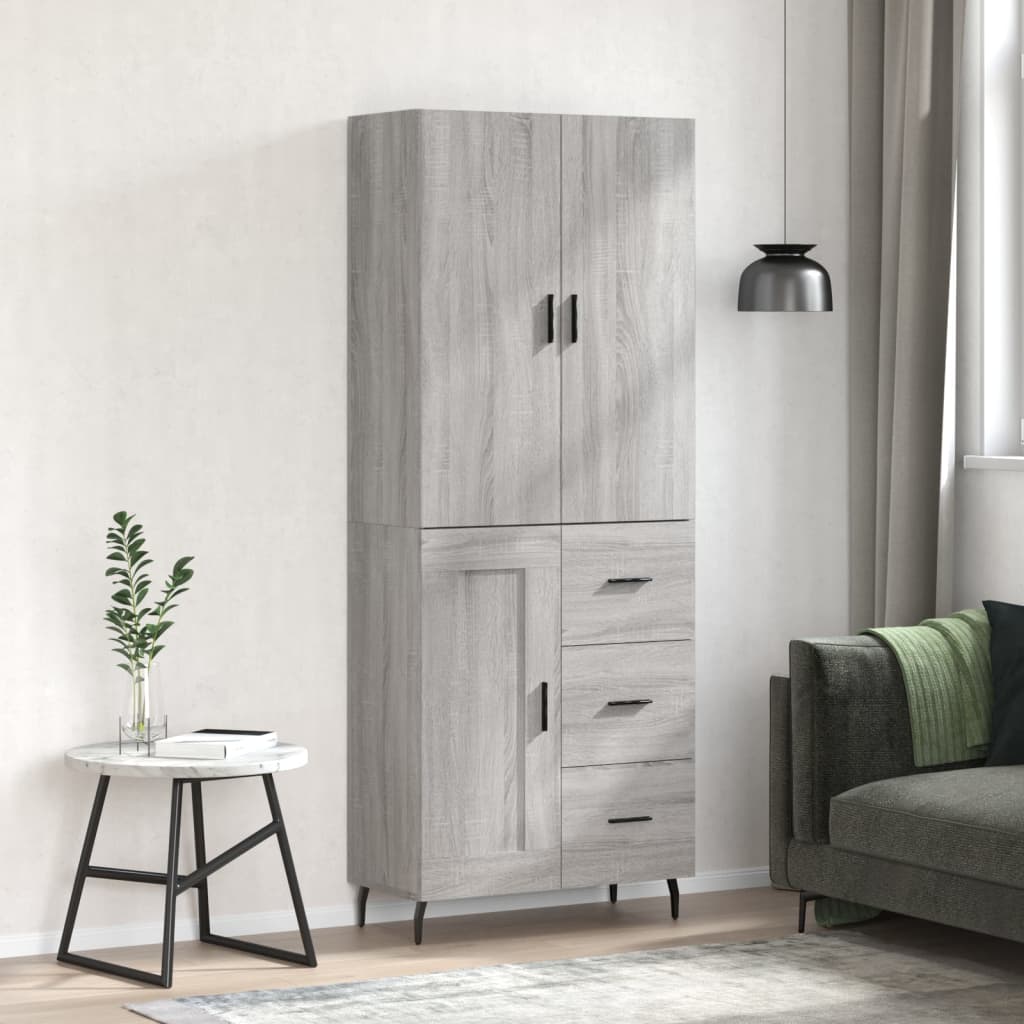 Highboard Braun Eichen-Optik 69,5X34X180 Cm Holzwerkstoff