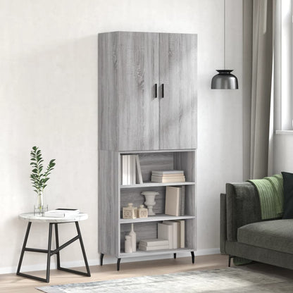 Highboard Braun Eichen-Optik 69,5X34X180 Cm Holzwerkstoff