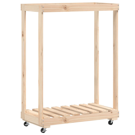 Kaminholzregal Mit Rollen 76,5X40X108 Cm Massivholz Kiefer