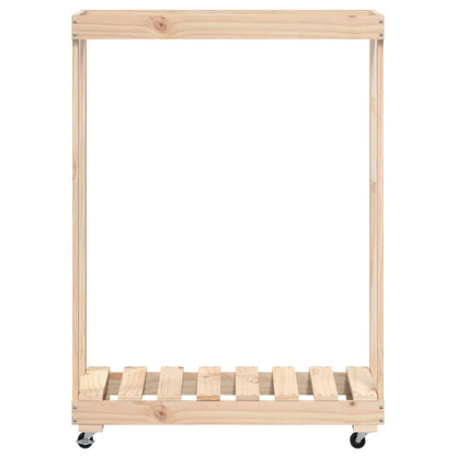 Kaminholzregal Mit Rollen 76,5X40X108 Cm Massivholz Kiefer
