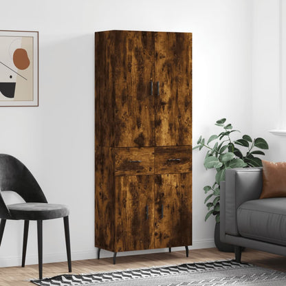 Highboard Braun Eichen-Optik 69,5X34X180 Cm Holzwerkstoff