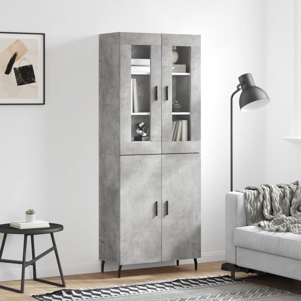 Highboard Braun Eichen-Optik 69,5X34X180 Cm Holzwerkstoff