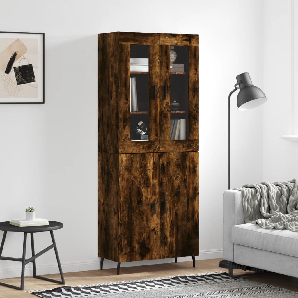 Highboard Braun Eichen-Optik 69,5X34X180 Cm Holzwerkstoff