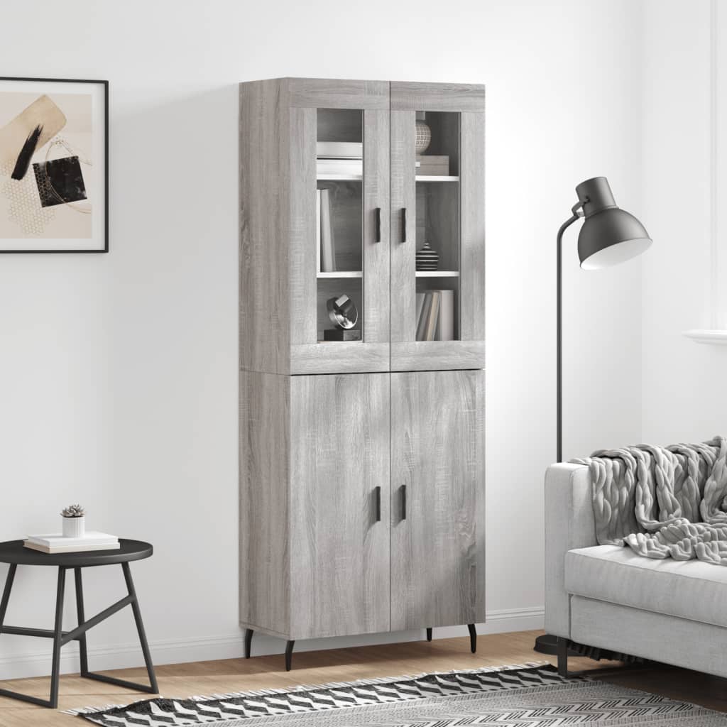 Highboard Braun Eichen-Optik 69,5X34X180 Cm Holzwerkstoff