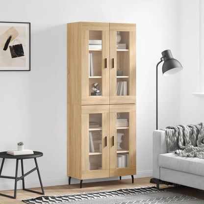 Highboard Braun Eichen-Optik 69,5X34X180 Cm Holzwerkstoff