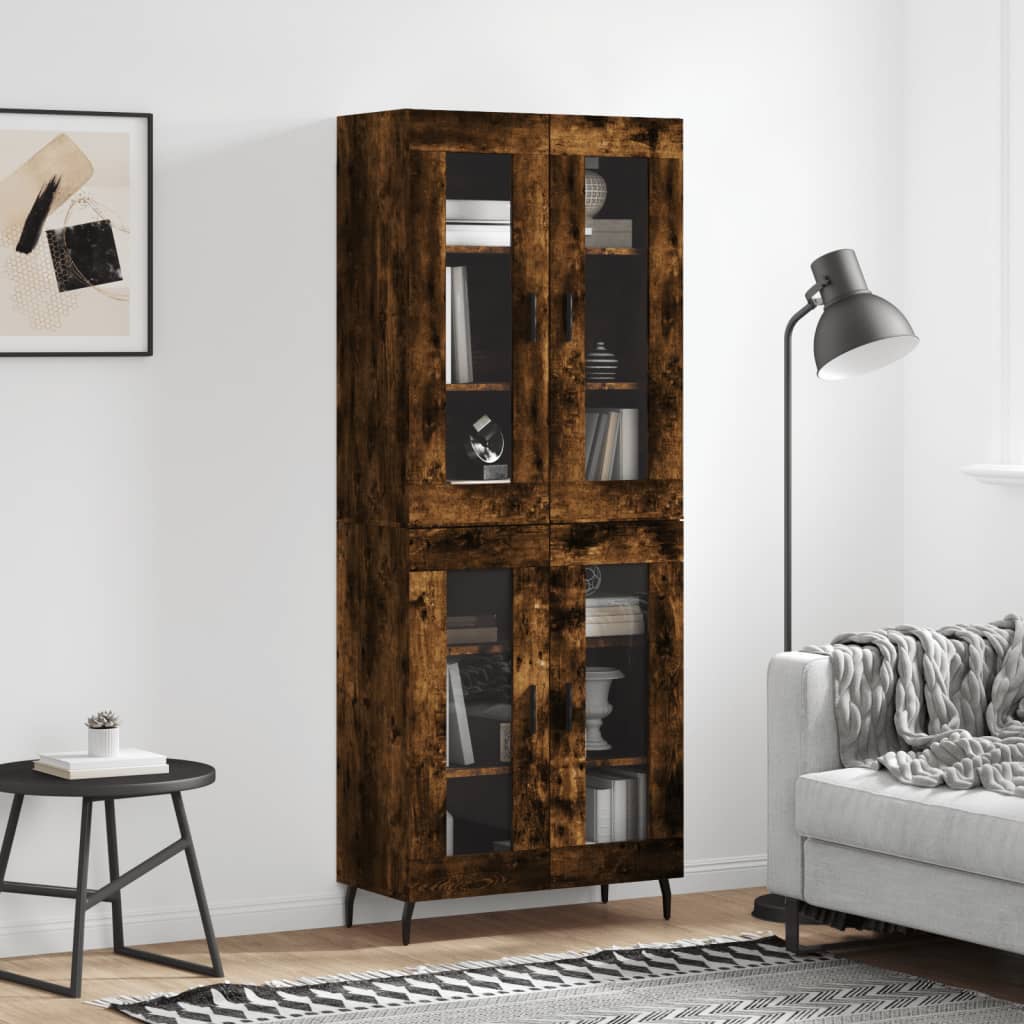 Highboard Braun Eichen-Optik 69,5X34X180 Cm Holzwerkstoff