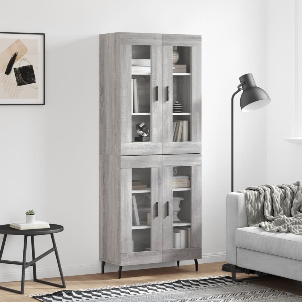 Highboard Braun Eichen-Optik 69,5X34X180 Cm Holzwerkstoff