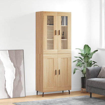 Highboard Braun Eichen-Optik 69,5X34X180 Cm Holzwerkstoff