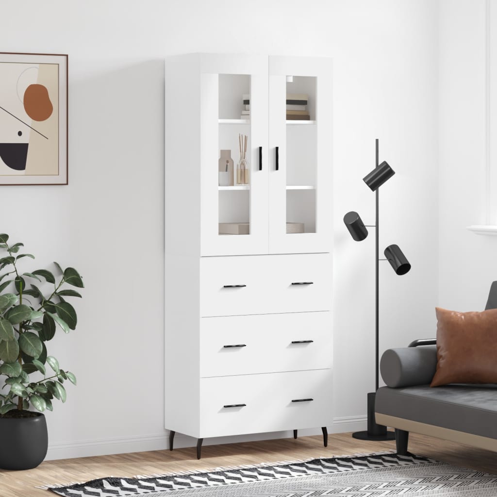 Highboard Braun Eichen-Optik 69,5X34X180 Cm Holzwerkstoff