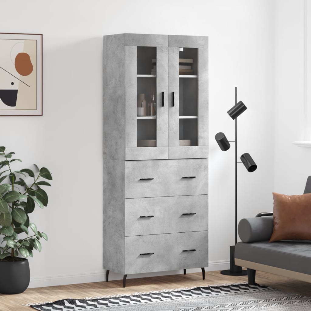 Highboard Braun Eichen-Optik 69,5X34X180 Cm Holzwerkstoff
