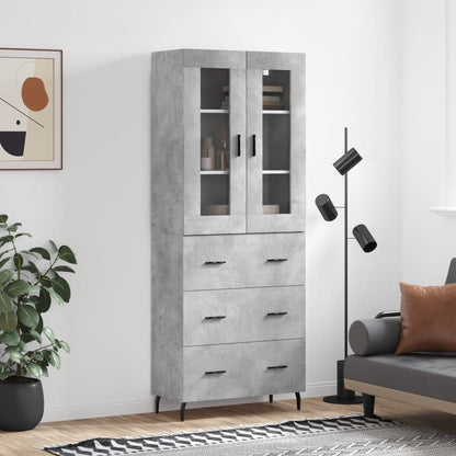 Highboard Braun Eichen-Optik 69,5X34X180 Cm Holzwerkstoff