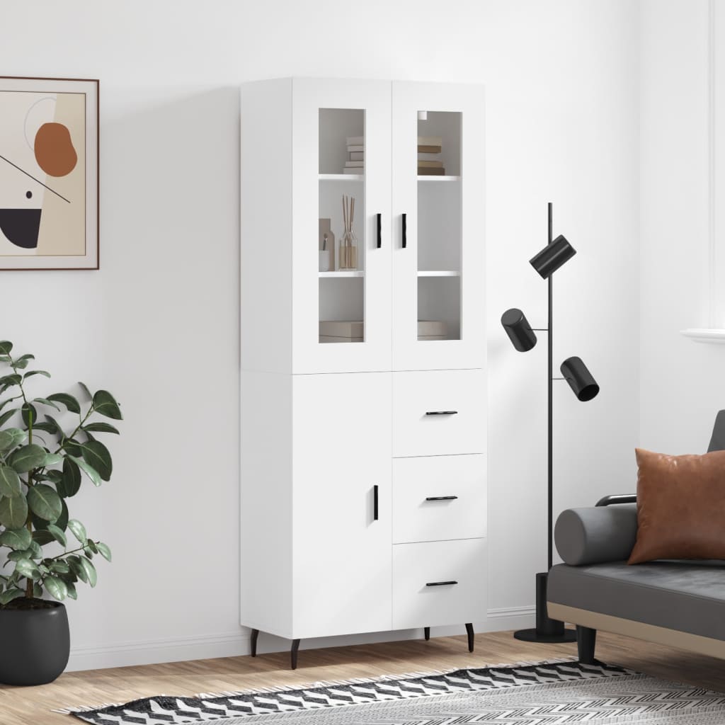 Highboard Braun Eichen-Optik 69,5X34X180 Cm Holzwerkstoff