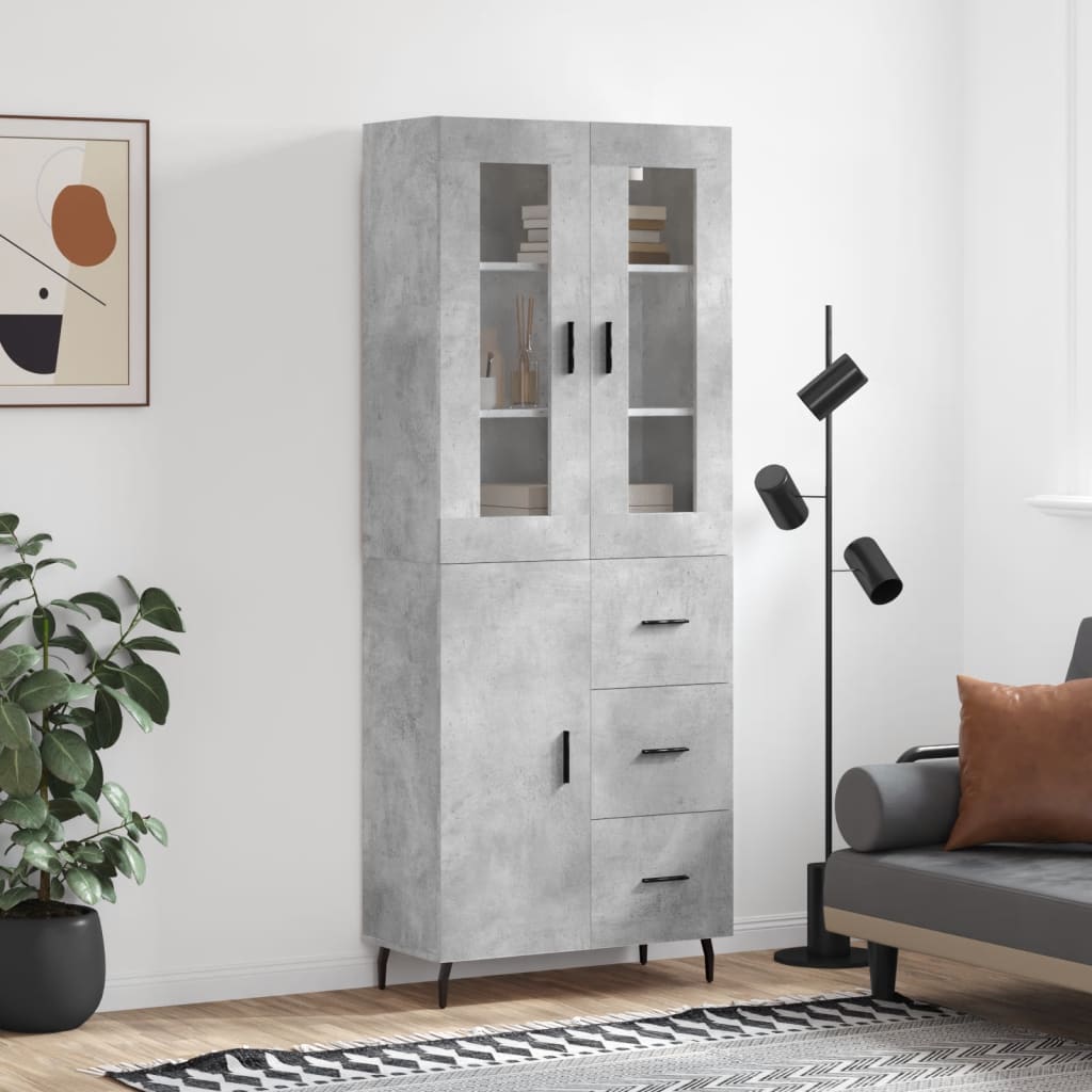 Highboard Braun Eichen-Optik 69,5X34X180 Cm Holzwerkstoff
