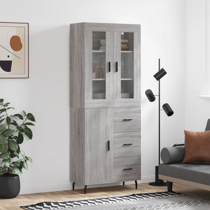 Highboard Braun Eichen-Optik 69,5X34X180 Cm Holzwerkstoff